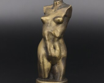 Goddes nude statuette | Nude female statuette | Naked woman torso | Bronze sculpture | Handmade art statue | Cast bronze statuette |
