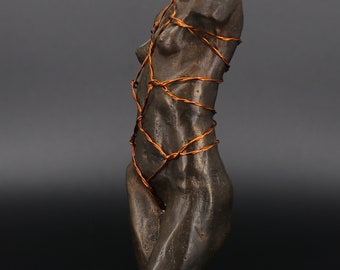 Handmade Bronze Shibari Torso Sculpture | Erotic Art Figurine