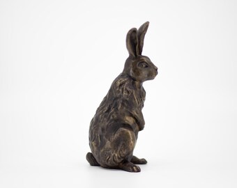Rabbit bronze statue | Wild hare statuette | |Bunny figurine | Handmade animal statue | Wild rabbit figurine | Standing rabbit sculpture