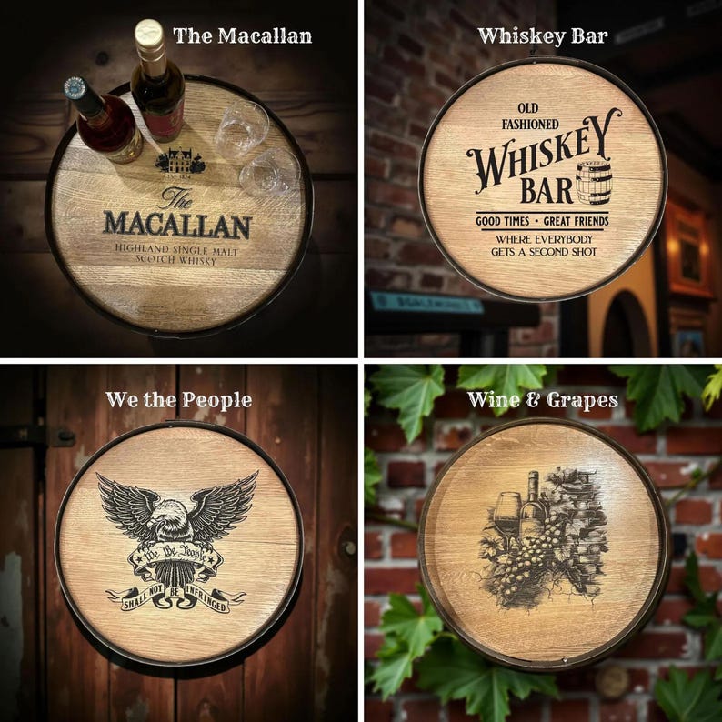 Pool Cue Rack with Billiards Storage | Rustic Whiskey Barrel Man Cave Bar Decor for Pool Balls, Cues & Pool Table Accessories image 7