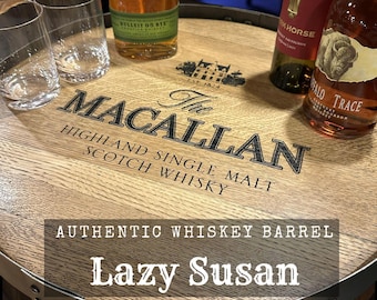 Rustic Whiskey Barrel Lazy Susan: Handcrafted Rotating Serving Tray