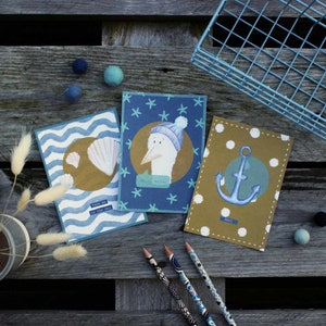Postkarten 3er-Set "Am Meer" maritimes Kartenset Urlaubskarten nachhaltige Karten Recyclingpapier