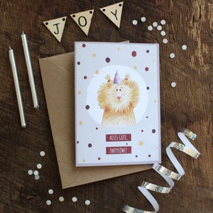 Grußkarte Partylöwe mit UmschlagKarte für Kids Kinder Karte Geburtstagskarte nachhaltige Karte Recyclingpapier