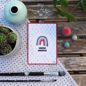 Postkarte Regenbogen Regenbogenkarte Karte mit süßem Regenbogen für Kinder nachhaltige Karte Recyclingpapier
