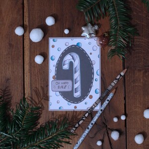 Postkarte Weihachten Zuckerstange nachhaltige Karte Recyclinpapier Weihnachtskarte