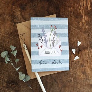 Grußkarte "Alles Liebe" mit Umschlag zum Muttertag Karte für Mutter Karte für Freundin nachhaltige Karte Recyclingpapier