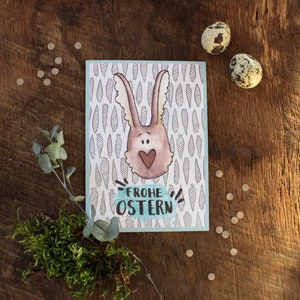Osterkarte mit süßem Osterhasen Postkarte zu Ostern nachhaltige Karte Recyclingpapier