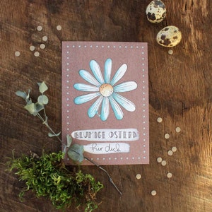Osterkarte mit süßer Blume Gänseblümchen Karte Ostern nachhaltige Karte Recyclingpapier