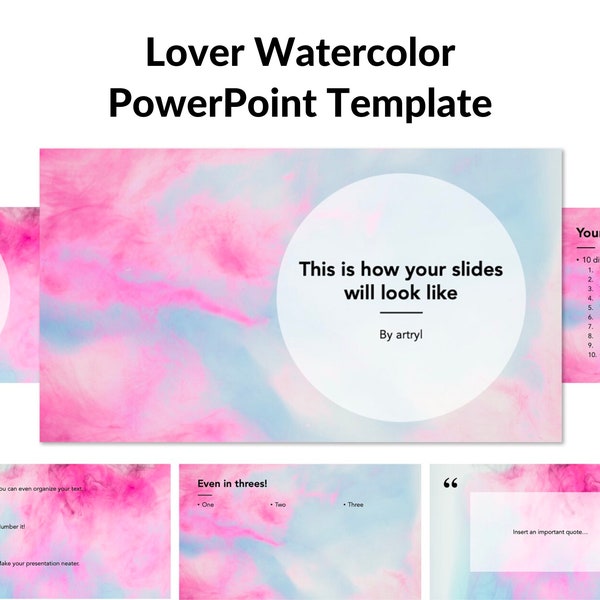 Lover Watercolor Downloadable Slides Powerpoint Template