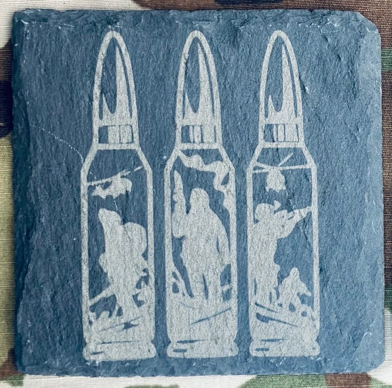 Military Inspired Natural Slate Coasters Engraved, Military Life, Man ...
