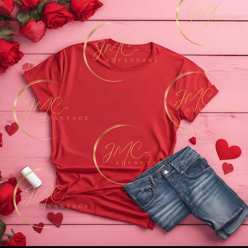Valentines Day Mock Up, Mockup, Red Shirt, Pink Background, Your Design Here, Png,jpg Files
