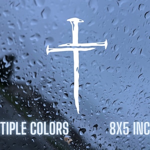 Nail Christian Cross Jesus Die Cut Vinyl Window Decal Sticker Car Truck SUV Jdm Religious Sticker-Laptop Sticker-Christian Decal-Church God