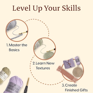 Crochet Kit for Beginners – Step-by-Step Video Tutorials for Functional Projects – Bookmark, Mug Jumper & Face Scrub - Perfect Gift image 5