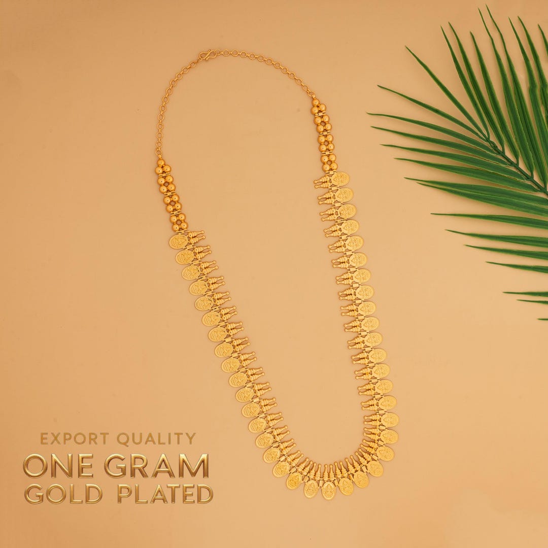 South Indian Kasu Mala | Traditional Coin Haram Necklace Long | Lakshmi ...