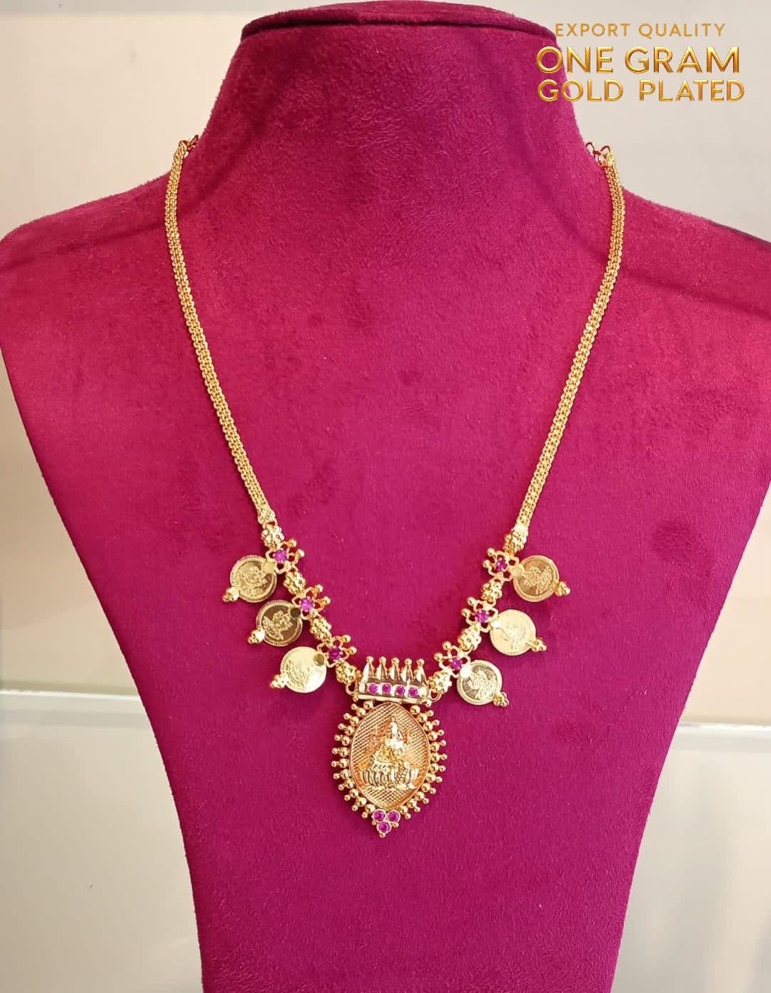 Lakshmi Coin Kasu Pendant Necklace | Kerala Temple Jewelry | One Gram ...
