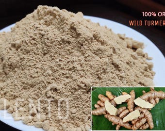 Polvere di curcuma selvatica biologica / Kasturi Manjal naturale / Kasthuri Haldi essiccato / Polvere di erbe pura per uso domestico e rituale tradizionale