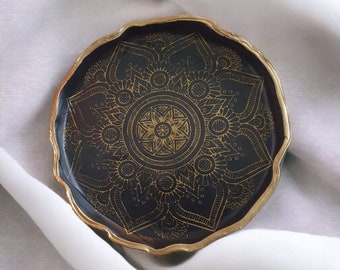 Schmuckschale "Orient", schwarz-gold, handgemacht, aus Polymerton, Geschenkidee, Geschenk für Sie