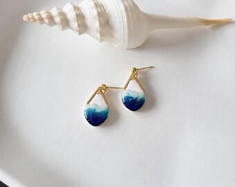 Ocean earrings with sea color gradient in resin, polymer clay, sea, beach, summer, handmade