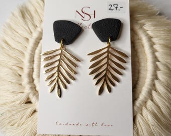 Ohrringe schwarz, gold oder silber, handgemacht, aus Polymerton, Geschenkidee, Geschenk für Sie