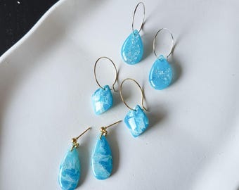 GLACIER II collection, white, light blue, handmade, a gift for you, made from polymer clay