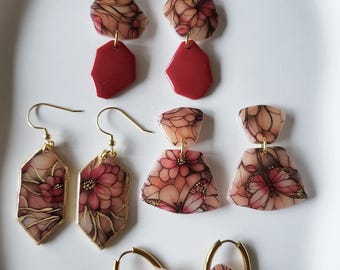 Kollektion FLOWER POWER rosé edition, Blumenprint, handgemacht, Geschenk für Sie, aus Polymerton