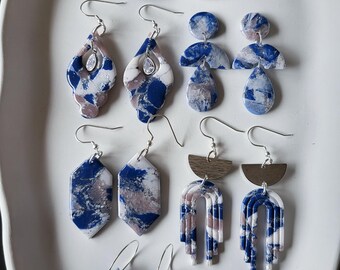 SILVERBLUE collection, silver, white, blue, handmade, a gift for you, made from polymer clay