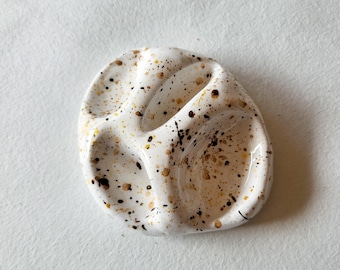 Schmuckschale "Stone", weiss-braun, handgemacht, aus Ton, Geschenkidee, Geschenk für Sie