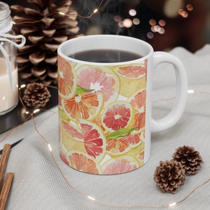 Orange Fruit Coffee Mug Gift Idea for Citrus Lover Fruity Kitchen Decor Fruit Pattern Ceramic Tea Cup Housewarming Christmas Gift for Her