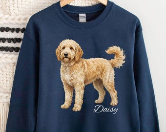 Personalized Goldendoodle Sweatshirt, Golden Doodle Shirt, Custom Dog Shirt, Dog Lover Gift, Dog Mom Shirt, Dog Dad Gift, Custom Dog Name