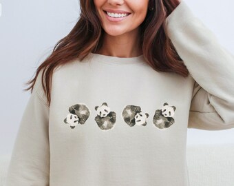 Panda Sweatshirt Cute Panda Gift Lazy Pandas on Sweatshirt Panda Lover Kawaii Clothes Crewneck Sweater Bored Panda Bear Cute Animal Shirt