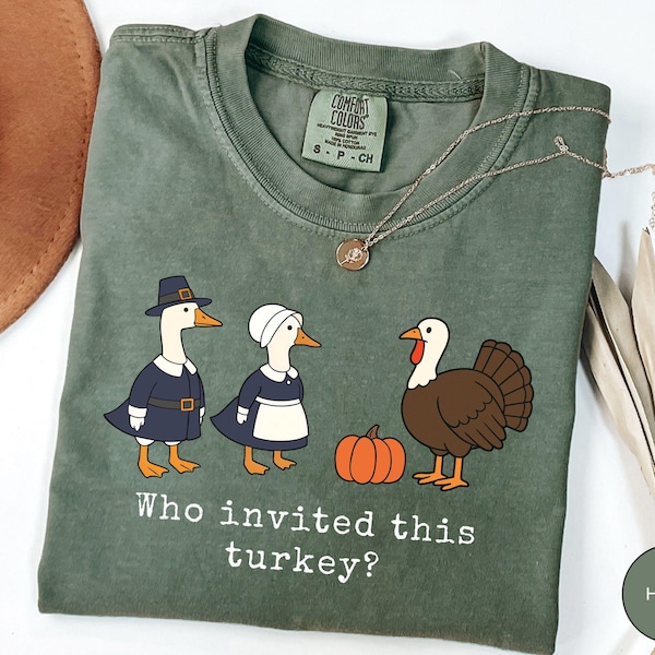 Funny Pilgrim Goose and Silly Turkey TShirt, Thanksgiving Comfort Colors Long Sleeve, Sarcastic Friendsgiving Party Gift, Pumpkin Gobble Tee