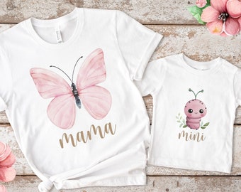 Mama Butterfly Shirt Mothers Day Gift Girl Mama Mini Baby Matching Set Mommy Mother and Daughter New Mom Child Matching Baby Shower Gift