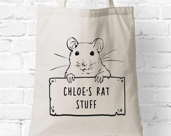 Rat Canvas Tote Bag Personalized Gift for Rat Lover Custom Birthday Present Rat Owner Shoulder Bag Cute  Rat Theme Christmas Gift for Kids