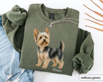 Personalized Yorkie Sweatshirt, Yorkshire Terrier Shirt, Custom Dog Shirt, Yorkie Gifts, Dog Mom Shirt, Dog Dad Gift, Custom Pet Name