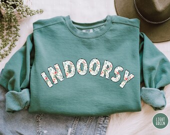 Floral Indoorsy Sweatshirt Comfort Colors® Flower Shirt Gift for Homebody Introvert Trendy Grandmacore Botanical Aesthetic Wildflower TShirt