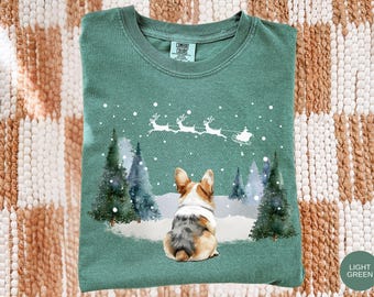 Tricolor Corgi Christmas Shirt, Comfort Colors Dog Mom Crewneck, Santa Shirt, Dog Breed Pet Owner Holiday Gift for Dog Person, Xmas 2025