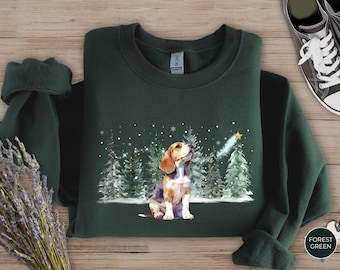 Beagle Christmas Sweatshirt for Dog Lover Gift, Cute Winter Crewneck Xmas Holiday Shirt, Cute Dog Person Gift, Dog Mom Christmas Eve Outfit