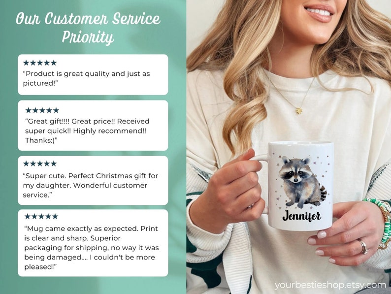 Racoon Mug Personalized Gift for Raccoon Lover Custom Name Mug Woodland Animal Coffee Cup Cute Wildlife Mug Gifts for Women Gifts for Men bild 7