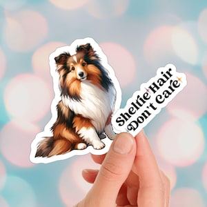 Sheltie Stickers, Water Resistant Vinyl Decal, Cute Shetland Sheepdog Lover Gift for Dog Mom, Kawaii Animal Water Bottle Sticker for Laptop