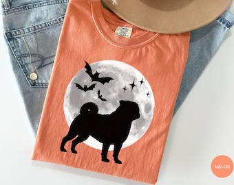 Pug Halloween Dog Shirt, Long Sleeve Comfort Colors Tee, Dog Person Gift for Pug Owner, Trick or Treat Outfit, Fall Spooky Season T-Shirt