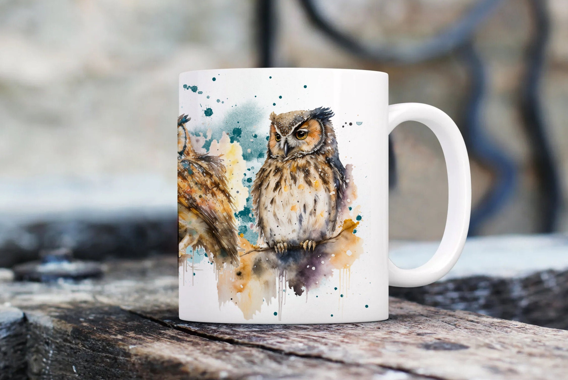 Owls Wraparound Mug, Owl Mug Watercolor, Owl Tea Cup, Art Owl Mug, Owl, Owl Coffee Cup, Owl Coffee M