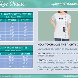 Puede incluir: Tabla de tallas para camisetas de manga corta para adultos y ni&ntilde;os. La tabla muestra las medidas de ancho y largo en pulgadas para las tallas S, M, L, XL, 2XL, 3XL para adultos y S, M, L, XL para ni&ntilde;os. La tabla tambi&eacute;n incluye un diagrama que muestra c&oacute;mo medir el ancho y el largo de una camiseta.