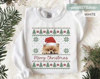 Pomeranian Christmas Sweatshirt, Dog Lover Holiday Sweater for Women, Funny Cute Gift for Pom Mom, Cozy Winter Pomeranian Xmas Party Shirt