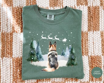 German Shepherd Christmas Shirt, Comfort Colors Dog Mom Crewneck, Dog Breed Pet Owner Gift, Holiday Gift for Dog Person, Xmas 2025
