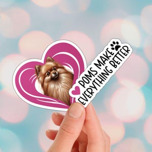 Pomeranian Sticker Set, Water Resistant Vinyl Decals, Cute Animal Sticker for Laptop, Water Bottle Sticker Kawaii Pom Dog Lover Friend Gift