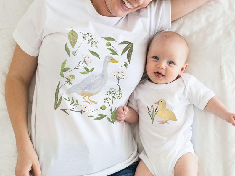 Duck Mom Shirt Baby Duck Matching Duck Shirts Toddler Baby Kids Girl Boy Baby Ducks Tshirt Mother Duck Mama and Duckling Baby Shower Gift image 2