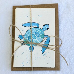 Sea Turtle thank you Cards set of four, blank inside