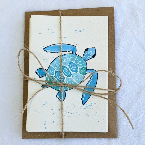 Sea Turtle Greeting Cards set of four, blank inside
