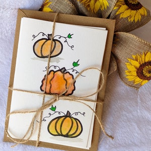 Pumpkin greeting cards, set of four, blank inside