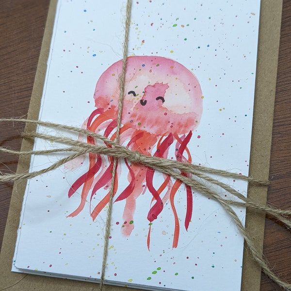 Happy Jellyfish Note Cards set of four, blank inside